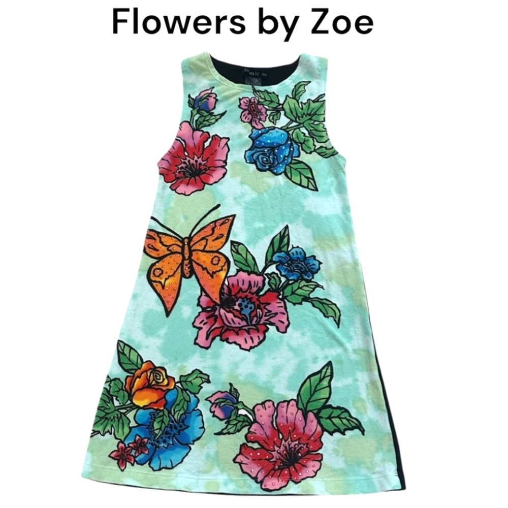 Flowers by Zoe Multicolor Floral Butterfly Sleeveless Dress